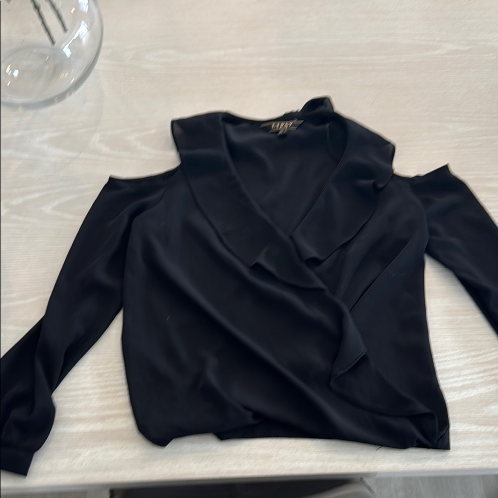 Lipsy Black Cut Out Wrap Blouse